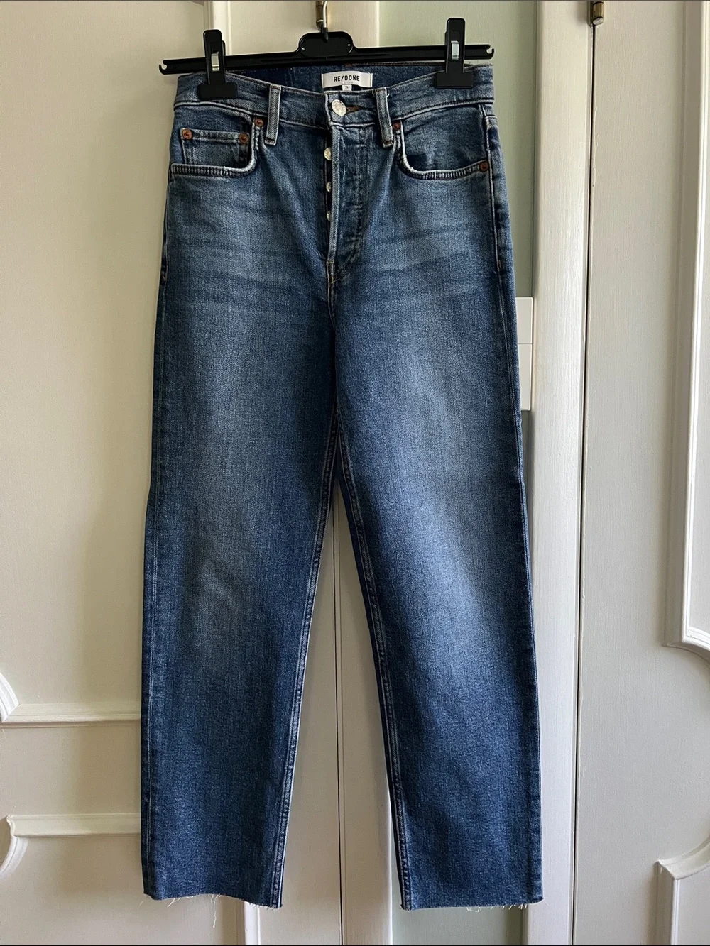 Re/Done Stove Pipe Mid-Blue Straight Jeans